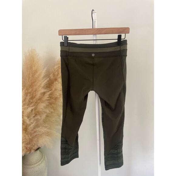 Lululemon Give Me Qi Crop Leggings Green Stripe Size 6 - Picture 9 of 11
